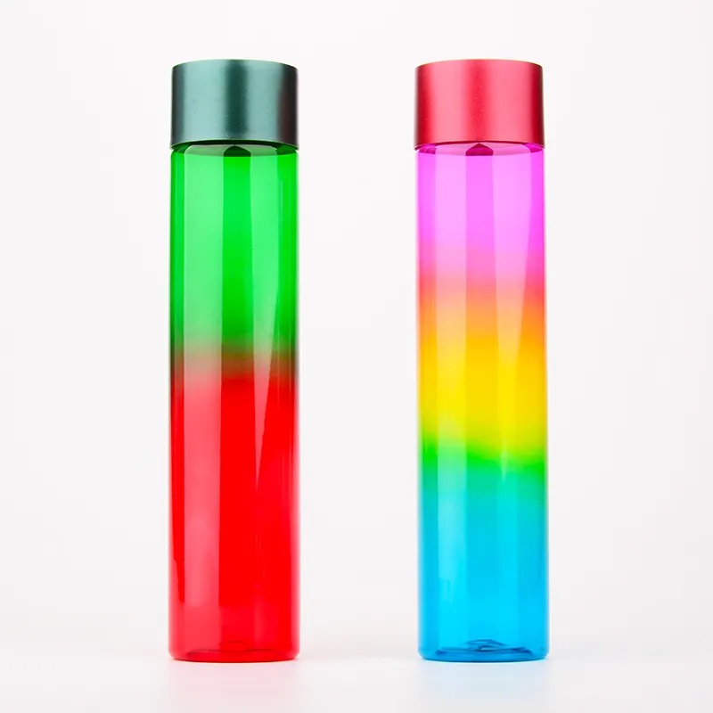 Gradual Colorful PET Cylinder Voss Shape Bottle