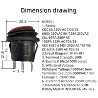 2025 nouveau Design rouge rond Led bouton interrupteur à bascule 3 broches insérer sur off contrôle de l'alimentation Mini interrupteur d'alimentation