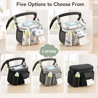 Sac à couches pour bébé personnalisé OEM ODM sous marque privée, organisateur de poussette suspendu en tissu Oxford à motifs imprimés, vente en gros