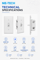 Interrupteur intelligent à 3 voies US Matter avec variateur de lumière, compatible avec le protocole Thread pour les projets d'éclairage intelligent résidentiel