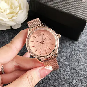 customize watch create logo cristal de relojes steel case mesh band gold watch 50pcs/custom MOQ japan miyota quartz watches