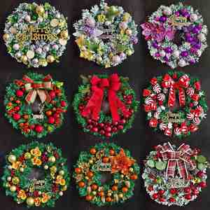 Guirnalda Navideña Transfronteriza para Puerta con Bayas Rojas, Adornos, Lazo y Piñas para Decoración de Ventanas de Hoteles y Centros Comerciales - Product Image 3