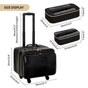 <span class=keywords><strong>Maleta</strong></span> con ruedas de cuero de cocodrilo Relavel <span class=keywords><strong>para</strong></span> peluquero, maquillaje rodante, caja de tren de peluquería, organizador de salón de maquillaje - Product Image 3