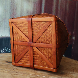 Bamboo Handwoven Baskets Rectangle Food Container Kitchen Storage Chinese Style Decorative Craft - Product Image 3