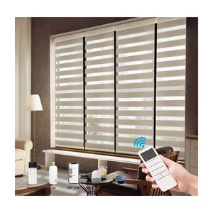 Customized 100% Polyester Day And Night Indoor Motorized Window Fabric Shades Zebra Curtain Roller Blinds for Covering