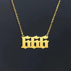 Personalized Number 111-999 Gold Plated Stainless Steel Number Pendant Necklace Custom Number Necklace for Gifts
