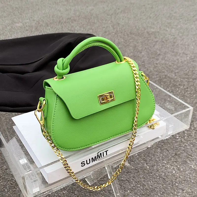Fashion Solid Color Handbag Tote Bag Lock Purses Trendy Texture Women One Shoulder Messenger Bags