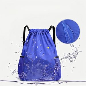 Sac à dos à cordon personnalisé, imperméable, avec poche zippée, sac à cordon pour la gym, sac de natation pour hommes et femmes - Product Image 3