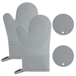 Gants de cuisine en silicone imperméables avec logo personnalisé, antidérapants, pour la cuisson et la pâtisserie - Product Image 1