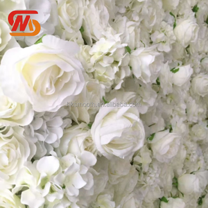 Mur de fleurs artificielles en tissu, roses blanches, pour mariage, événements et fêtes - Offre spéciale - Product Image 4