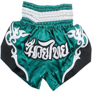 Shorts de boxe Muay Thai personnalisés avec motif personnalisé et bandes blanches - Product Image 1