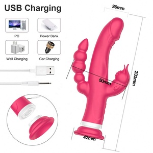 ของเล่นทางเพศสำหรับผู้หญิง 3-in-1 สีม่วง/สีแดงกุหลาบ รุ่น Girlspower กระตุ้นจุดจี กระต่ายสั่น ทวารหนัก ซิลิโคน ไวเบรเตอร์ IPX6 เครื่องช่วยสำเร็จความใคร่ - Product Image 4