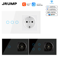 WiFi Prise murale standard UE 1/2/3/4 interrupteur tactile 157*86mm verre trempé noir combinaison série jointe