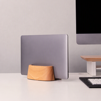 Support vertical pour ordinateur portable en bois, organiseur de bureau, support pour ordinateur portable pour MacBook et ordinateur portable, économiseur d'espace