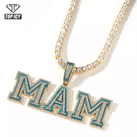 Bijoux Hiphop tendance, pendentifs personnalisés avec 26 lettres lumineuses, collier avec nom en lettres multicolores, chaîne personnalisée avec diamants