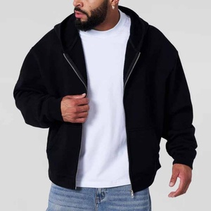 Custom Unisex Boxy Fit Drop Shoulder Cropped Embroidered Logo Blank Luxury Windproof Breathable Men's Cotton Zip Hoodie - Product Image 1