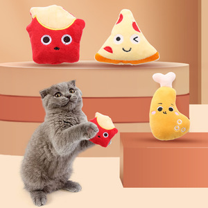 Wholesale Lovely Food Leg Pizza Chips Design Cat Plush Toy Contains Catnip With Sound Paper <b>Squeaky</b> Interactive Cat Toys - Product Image 1