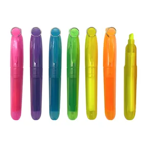 Manufacturing Oem Logo Nontoxic Multicolour Chisel Tip Translucent Material Water-based Highlighter Markers Marker Pens Set