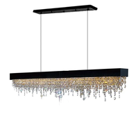 Lustre moderne de luxe rectangulaire long en cristal, lampe suspendue LED pour salle à manger, salon, villa, hôtel