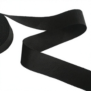 Ruban en polyester gros-grain noir doux tissé écologique de 25 mm pour la confection de textiles de maison, de chapeaux et de vêtements - Vente en gros - Product Image 2