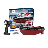 Barco RC Eléctrico a Escala 1/72, 2.4G 4CH, Modelo de Remolcador, Juguete Acuático para Niños con Recordatorio de Batería Baja, Regalo Sorpresa para Niños