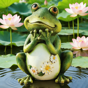 รูปปั้นกบเรซิ่นนั่งอยู่ในสวน - Product Image 5