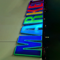 Lettres lumineuses 3D programmables en couleur, signalétique tridimensionnelle dynamique RVB pleine couleur pour centres commerciaux et magasins