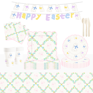 DAMAI Easter Party Theme Decor Bulk Wholesale Set Colorful Flower Chain Paper Plates Tablecloth Party Disposable Tableware - Product Image 1