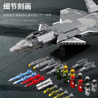 Juhang 88009 Blocs de construction en plastique Avion de chasse militaire 800+ pièces Modèle éducatif stimulant le cerveau à assembler Jouet pour les 14 ans et plus