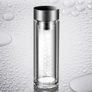 Double Wall Glass Cup High Borosilicate Thickened Heat Insulating Office Tea Cup With Cover Business Gift - Product Image 1