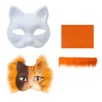 Nouveau bricolage blanc pâte à papier masque Halloween Animal renard chat masque Costume boule peint à la main Cool mode fête masque