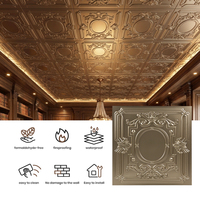 Plaque de plafond décorative vintage en faux étain bronze métallisé, gaufrée 3D, imperméable et ignifuge