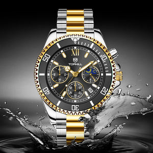 Tophillクラシックヴィンテージグリーンウォーターゴーストダイヤル多機能ムーブメントステンレススチールストラップカスタムクールメンズクォーツ時計 - Product Image 1