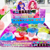 Slime transparent aux 12 constellations, avec cristaux en forme de cœur, paillettes et bulles, jouet anti-stress en gel