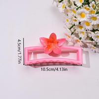 Pince à cheveux rectangulaire en plastique Frangipani - Grande pince florale élégante pour femmes, accessoires capillaires quotidiens