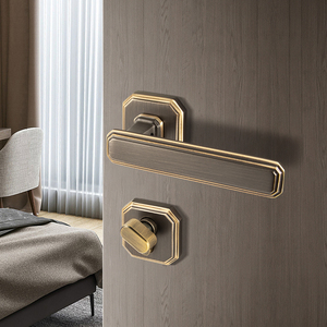 Manija de Puerta Moderna de Latón Negro Mate con Llave, Apta para Mansiones, Apartamentos, Puertas Interiores y Exteriores, Sistemas de Cerraduras - Product Image 3