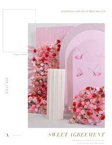 2024結婚式の花ピンクの花セットパネル背景結婚提案アーチ背景花