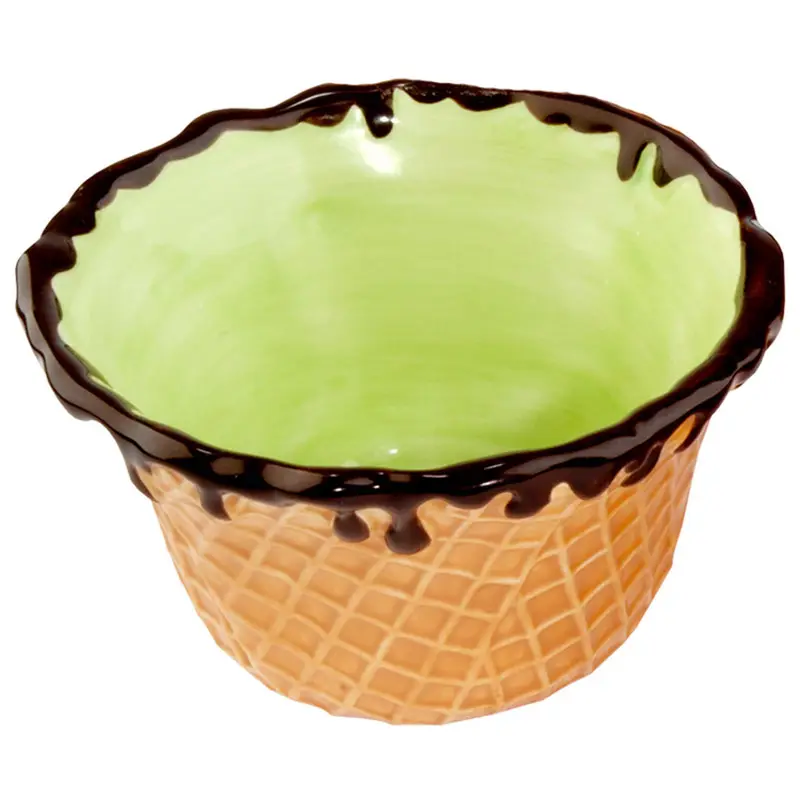 Decorative ceramic ice cream cone bowl