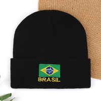 Gorros de Punto Personalizados Multicolores de Moda, Gorro de Invierno Bordado para Adultos, Gorro de Punto para Fanáticos del Fútbol Brasileño