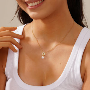 Collar con Colgante de <span class=keywords><strong>Perla</strong></span> de Plata de Ley 925 de Lujo, Chapado en Oro de 18K, con Circonita Cúbica en Forma de Corazón, Joyerí<span class=keywords><strong>a</strong></span> para Mujer, Proveedor Mayorista - Product Image 4