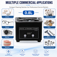 Mesin Pembersih Ultrasonik Digital Mini 0.8L 42kHz untuk Perhiasan Jam Tangan Kacamata Suku Cadang Kecil Grosir OEM