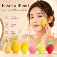 Juego de 3 Esponjas de Maquillaje en Forma de Fruta, Hipoalergénicas, Sin Látex, para Aplicar Maquillaje, Marca Privada, Venta al Por Mayor