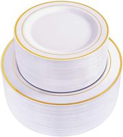 Assiettes jetables classiques en plastique doré, assiettes à dîner et à salade blanches et dorées pour fêtes, baby showers, mariages, vaisselle de Chine