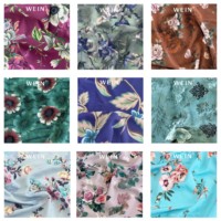B28 Crepe de poliéster Koshibo suave de material cuidadosamente seleccionado con diseños florales estampados oscuros para vestido de novia