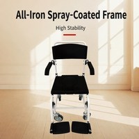 Chaise de toilette multifonctionnelle à roulettes pour usage domestique, chaise de douche, toilettes mobiles avec frein, seau dissimulé, pour personnes âgées et handicapées