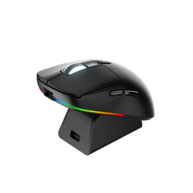 OEM 2.4Ghz BT USB Right-Handed Ergonomic Programmable Optical 6 Buttons Three Model LED RGB Mouse Gaming Charging Stand for