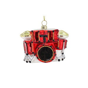 ที่แขวนกลองขนาดเล็กทำด้วยมือแก้วเป่าสีแดงสุดหรูของตกแต่งคริสต์มาสงานปาร์ตี้และของตกแต่งต้นไม้ปีใหม่ - Product Image 3