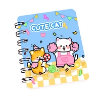 Cuaderno Espiral con Diseño de Gato Adorable, Estilo Caricatura, Atractivo Estético, Tamaño A7, Bloc de Notas de Bolsillo, Regalo Creativo
