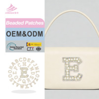 Bijoux Alphabet, artisanat DIY écologique, patchs brodés perlés, perles blanches, strass, appliques en toile thermocollantes, sequins pour chapeaux