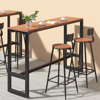 Ensemble de table et de chaises de salle à manger de restaurant commercial en bois et plastique moderne avec dossier, meubles d'extérieur